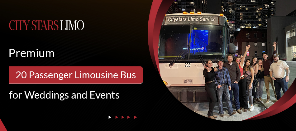Premium 20 Passenger Limousine Bus for Weddings and Events